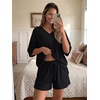 image:imageTrendy Queen 2 Piece Sets for Women Summer 2026 Lounge Short Set V Neck Oversized Top amp Loose Fit Shorts with PocketsBlack
