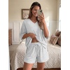image:imageTrendy Queen 2 Piece Sets for Women Summer 2026 Lounge Short Set V Neck Oversized Top amp Loose Fit Shorts with PocketsGrey