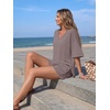 image:imageTrendy Queen 2 Piece Sets for Women Summer 2026 Lounge Short Set V Neck Oversized Top amp Loose Fit Shorts with PocketsRose Taupe