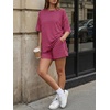 image:imageTrendy Queen 2 Piece Summer Set Oversized Top amp Loose Fit Shorts with PocketsStriped Berry Pink