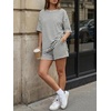 image:imageTrendy Queen 2 Piece Summer Set Oversized Top amp Loose Fit Shorts with PocketsStriped White Black