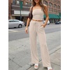 image:imageTrendy Queen 2 Piece Vacation Outfits for Women Summer Travel Outfits 2026 Spring Fashion Tube Tops Wide Leg PantsApricot