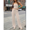 image:imageTrendy Queen 2 Piece Vacation Outfits for Women Summer Travel Outfits 2026 Spring Fashion Tube Tops Wide Leg PantsApricot