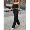 image:imageTrendy Queen 2 Piece Vacation Outfits for Women Summer Travel Outfits 2026 Spring Fashion Tube Tops Wide Leg PantsBlack