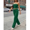 image:imageTrendy Queen 2 Piece Vacation Outfits for Women Summer Travel Outfits 2026 Spring Fashion Tube Tops Wide Leg PantsGreen