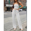 image:imageTrendy Queen 2 Piece Vacation Outfits for Women Summer Travel Outfits 2026 Spring Fashion Tube Tops Wide Leg PantsOatmeal Grey