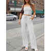 image:imageTrendy Queen 2 Piece Vacation Outfits for Women Summer Travel Outfits 2026 Spring Fashion Tube Tops Wide Leg PantsOatmeal Grey