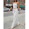 image:imageTrendy Queen 2 Piece Vacation Outfits for Women Summer Travel Outfits 2026 Spring Fashion Tube Tops Wide Leg PantsOatmeal Grey