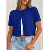 image:imageTrendy Queen Cropped Short Sleeve Cardigan Sweaters for Women Summer Lightweight Spring Outfits Y2k Fashion Clothes 2026Royal Blue