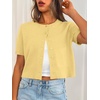 image:imageTrendy Queen Cropped Short Sleeve Cardigan Sweaters for Women Summer Lightweight Spring Outfits Y2k Fashion Clothes 2026Yellow