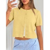 image:imageTrendy Queen Cropped Short Sleeve Cardigan Sweaters for Women Summer Lightweight Spring Outfits Y2k Fashion Clothes 2026Yellow