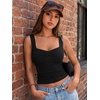 image:imageTrendy Queen Sweetheart Neck Bustier Going Out Tops Double Lined Backless Crop Summer Tank TopBlack