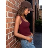 image:imageTrendy Queen Sweetheart Neck Bustier Going Out Tops Double Lined Backless Crop Summer Tank TopBurgundy