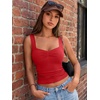 image:imageTrendy Queen Sweetheart Neck Bustier Going Out Tops Double Lined Backless Crop Summer Tank TopRed