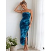 image:imageTrendy Queen Women Strapless Tube Dress Summer Beach Vacation Outfits Maxi Party Bodycon Dresses 2026 Wedding Guest ClothesPrint Blue