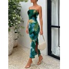 image:imageTrendy Queen Women Strapless Tube Dress Summer Beach Vacation Outfits Maxi Party Bodycon Dresses 2026 Wedding Guest ClothesPrint Greenblue