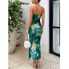 image:imageTrendy Queen Women Strapless Tube Dress Summer Beach Vacation Outfits Maxi Party Bodycon Dresses 2026 Wedding Guest ClothesPrint Greenblue