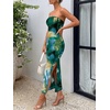 image:imageTrendy Queen Women Strapless Tube Dress Summer Beach Vacation Outfits Maxi Party Bodycon Dresses 2026 Wedding Guest ClothesPrint Greenblue