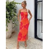 image:imageTrendy Queen Women Strapless Tube Dress Summer Beach Vacation Outfits Maxi Party Bodycon Dresses 2026 Wedding Guest ClothesPrint Orange