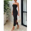 image:imageTrendy Queen Women Strapless Tube Dress Summer Beach Vacation Outfits Maxi Party Bodycon Dresses 2026 Wedding Guest ClothesSolid Black