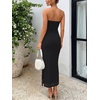 image:imageTrendy Queen Women Strapless Tube Dress Summer Beach Vacation Outfits Maxi Party Bodycon Dresses 2026 Wedding Guest ClothesSolid Black