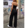 image:imageTrendy Queen Womens 2 Piece Lounge Sets Matching Summer Beach Vacation Outfits 2026 Striped Tube Tops Pants Travel ClothesBlack