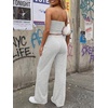 image:imageTrendy Queen Womens 2 Piece Lounge Sets Matching Summer Beach Vacation Outfits 2026 Striped Tube Tops Pants Travel ClothesOatmeal Grey