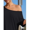 image:imageTrendy Queen Womens 2 Piece Lounge Sets Off Shoulder Oversized Tshirts amp Wide Leg Pants OutfitsBlack