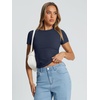 image:imageTrendy Queen Womens 4 Pack Basic T Shirts Short Sleeve Workout Tops Crop Cute Tees Compression Casual Y2K Athletic Gym FittedBlack white coffee navy