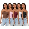 image:imageTrendy Queen Womens 5 Pack Crop Tube Tops Cute Strapless Bandeau 2026 Summer Going Out Sleeveless Backless Trendy ClothesCoffe pink burgundy white black