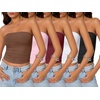 image:imageTrendy Queen Womens 5 Pack Crop Tube Tops Cute Strapless Bandeau 2026 Summer Going Out Sleeveless Backless Trendy ClothesCoffe pink burgundy white black