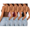 image:imageTrendy Queen Womens 5 Pack Crop Tube Tops Cute Strapless Bandeau 2026 Summer Going Out Sleeveless Backless Trendy ClothesCoffe pink burgundy white black