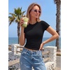 image:imageTrendy Queen Womens Double Lined Short Sleeve Tops Compression Shirt for Summer Going Out WorkoutBlack