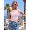 image:imageTrendy Queen Womens Double Lined Short Sleeve Tops Compression Shirt for Summer Going Out WorkoutLight Pink