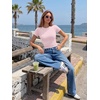 image:imageTrendy Queen Womens Double Lined Short Sleeve Tops Compression Shirt for Summer Going Out WorkoutLight Pink