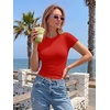 image:imageTrendy Queen Womens Double Lined Short Sleeve Tops Compression Shirt for Summer Going Out WorkoutRed