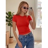 image:imageTrendy Queen Womens Double Lined Short Sleeve Tops Compression Shirt for Summer Going Out WorkoutRed