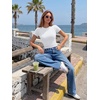 image:imageTrendy Queen Womens Double Lined Short Sleeve Tops Compression Shirt for Summer Going Out WorkoutWhite