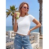 image:imageTrendy Queen Womens Double Lined Short Sleeve Tops Compression Shirt for Summer Going Out WorkoutWhite