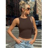 image:imageTrendy Queen Womens Double Lined Sleeveless Tank Tops Workout 2026 Summer ClothesChocolate Brown