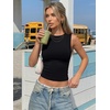 image:imageTrendy Queen Womens Double Lined Tank Tops Boat Neck Sleeveless Layering Workout Shirts Going Out Tops for SummerBlack