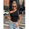 image:imageTrendy Queen Womens Off The Shoulder Short Sleeve Y2k Tops Going Out Crop TShirts 2026 Cute Summer ClothesBlack