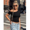 image:imageTrendy Queen Womens Off The Shoulder Short Sleeve Y2k Tops Going Out Crop TShirts 2026 Cute Summer ClothesBlack