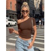 image:imageTrendy Queen Womens Off The Shoulder Short Sleeve Y2k Tops Going Out Crop TShirts 2026 Cute Summer ClothesChocolate Brown