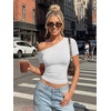 image:imageTrendy Queen Womens Off The Shoulder Short Sleeve Y2k Tops Going Out Crop TShirts 2026 Cute Summer ClothesOatmeal Grey