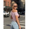 image:imageTrendy Queen Womens Off The Shoulder Short Sleeve Y2k Tops Going Out Crop TShirts 2026 Cute Summer ClothesPink