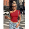 image:imageTrendy Queen Womens Off The Shoulder Short Sleeve Y2k Tops Going Out Crop TShirts 2026 Cute Summer ClothesRed
