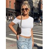 image:imageTrendy Queen Womens Off The Shoulder Short Sleeve Y2k Tops Going Out Crop TShirts 2026 Cute Summer ClothesWhite