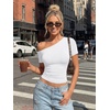 image:imageTrendy Queen Womens Off The Shoulder Short Sleeve Y2k Tops Going Out Crop TShirts 2026 Cute Summer ClothesWhite
