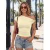 image:imageTrendy Queen Womens Off The Shoulder Tops Going Out Cap Sleeve Y2k Fashion Sexy Ruched Crop Shirts Cute Summer Blouses 2026Butter Yellow